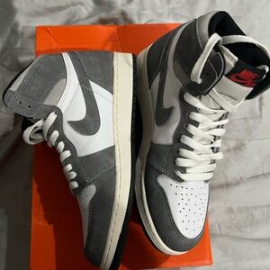 Jordan 1 mid gray and white sneakers